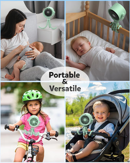 AMACOOL Baby Stroller Fan, Rechargeable Portable Clip on Fan, 17H Cooling