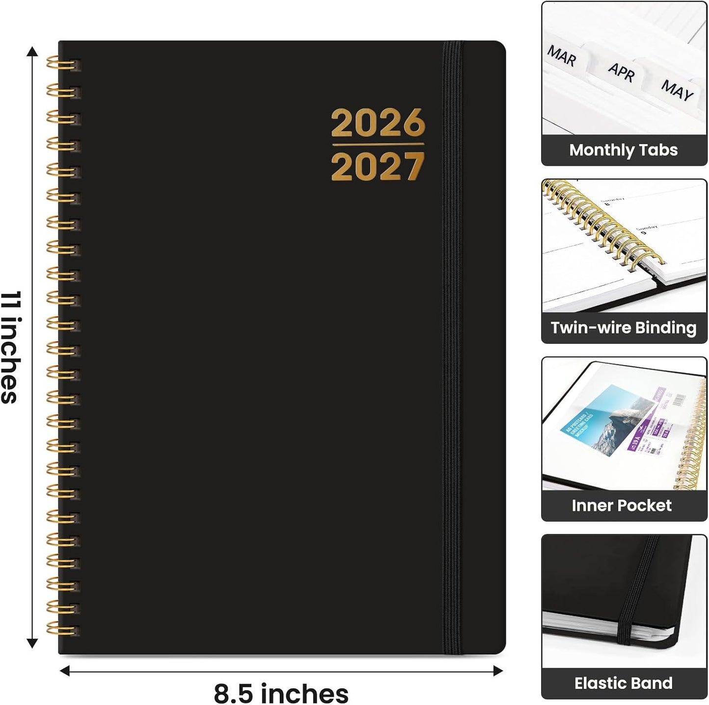 Planner 2026-2027 for Women & Men, Academic Monthly and Weekly Calendar Planner, Jul 2026 - Jun 2027, A5 (6.3" x 8.5"), Teacher Student Planning Book with Tabs, Ideal for Office School Supplies - Pink