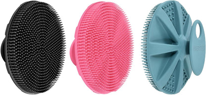 INNERNEED Food-Grade Soft Silicone Body Scrubber Shower Brush Handheld Cleansing Skin Brush, Gentle Exfoliating and Lather Well (Dark Green)