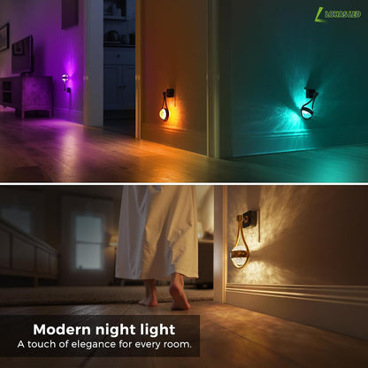 L LOHAS LED Night Lights Plug into wall, Amber Night Light with Adjustable Brightness, Plug in NightLight with Auto Light Sensor, Wall Sconce-Style Design Night Light for Bathroom,Hallway, 2 Pack