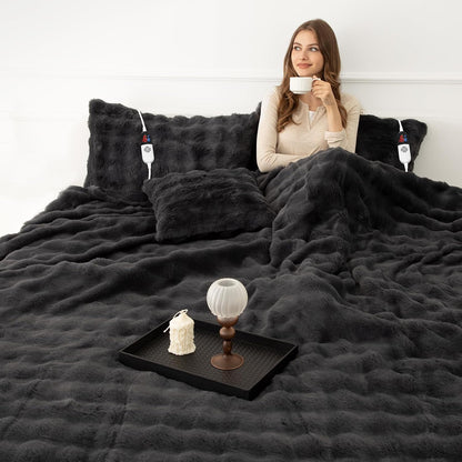 Heated Blanket Throw 50" x 60" - Soft Flannel Sherpa Electric Blanket Throw with 5 Heating Levels & 4 Hours Auto Off, Machine Washable, Ideal Gift for Grandma (Purple)
