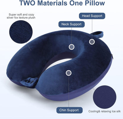 TALLGO Travel Pillow, Best Memory Foam Neck Pillow Head Support Soft Pillow for Sleeping Rest, Airplane Car & Home Use (Black)