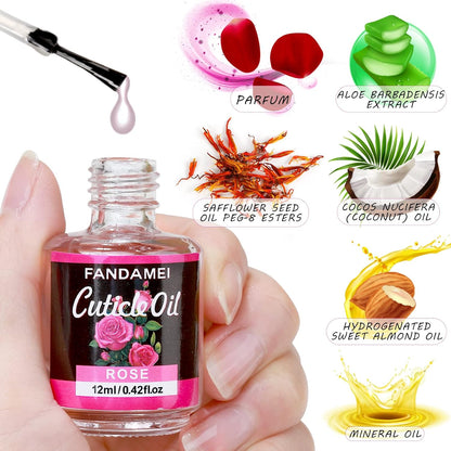 FANDAMEI Nail Files and Buffers, Manicure Tools Nail Care Kit with Nail File, Nail Buffer Block, Cuticle Care for Women with Nippers, Pusher Peeler. Cuticle Oil and Nail Prep Kit.