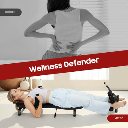 Inline Back Stretch Bench, 330.7lbs Load Full Body Stretching Device Adjustable Lumbar Decompression Table for Lower Back Pain Relief