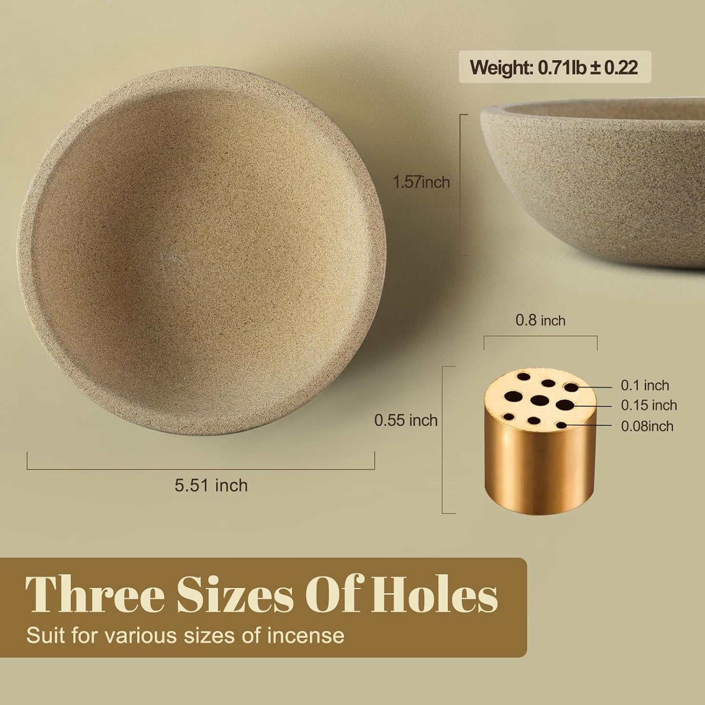 Koville Natural Marble Incense Holder, Incense Holder for Sticks with 9 Holes, Handmade Incense Burner Ash Catcher for Meditation Yoga SPA, Balsam Fir/Palo Santo/Sage/Cone (White)