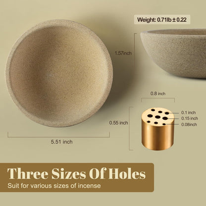 Koville Natural Marble Incense Holder, Incense Holder for Sticks with 9 Holes, Handmade Incense Burner Ash Catcher for Meditation Yoga SPA, Balsam Fir/Palo Santo/Sage/Cone (White)