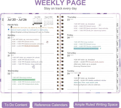 Planner 2026-2027, Weekly and Monthly Calendar Planner, JUL 2026 - JUN 2027 | A5(6.3'' x 8.5''), Hardcover, Agenda Book, Sprial Bound, Inner Pocket, Office and School Use