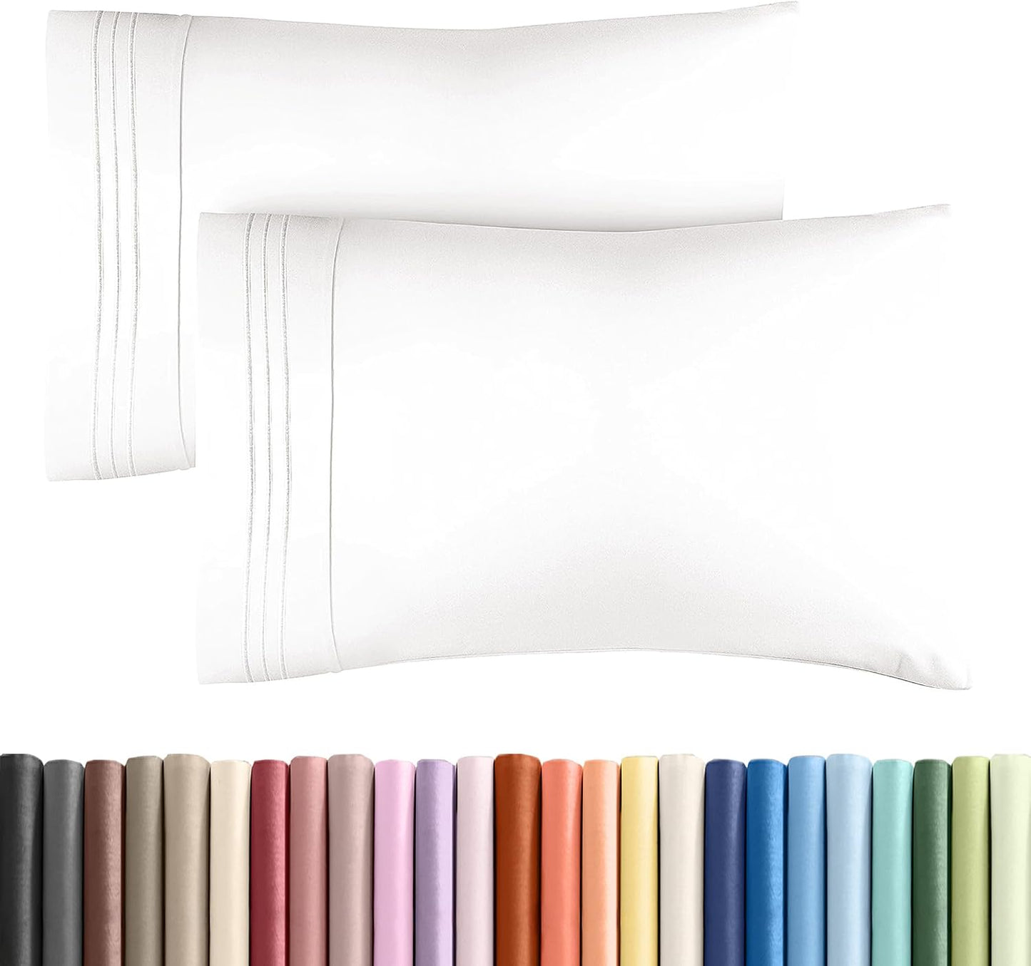 Standard Pillow Cases Set of 10 - Ultra Soft Hotel Quality Pillowcase Covers - Comfy, Cozy & Wrinkle Free - Shrink, Stain and Fade Resistant - Machine Washable Pillow Protectors - 10 Pcs Set - White - Colors B