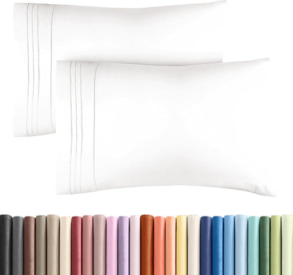 Standard Pillow Cases Set of 10 - Ultra Soft Hotel Quality Pillowcase Covers - Comfy, Cozy & Wrinkle Free - Shrink, Stain and Fade Resistant - Machine Washable Pillow Protectors - 10 Pcs Set - White - Colors B
