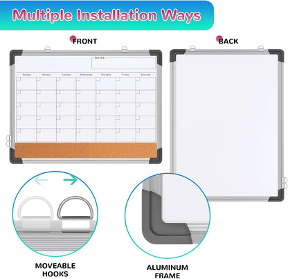 Weekly Calendar Whiteboard for Wall, 16x12 Inches Dry Erase Board, Small Magnetic White Board, Double-Sided Hanging Board for Office School Home Kitchen, Portable Board for Drawing Planning To Do List