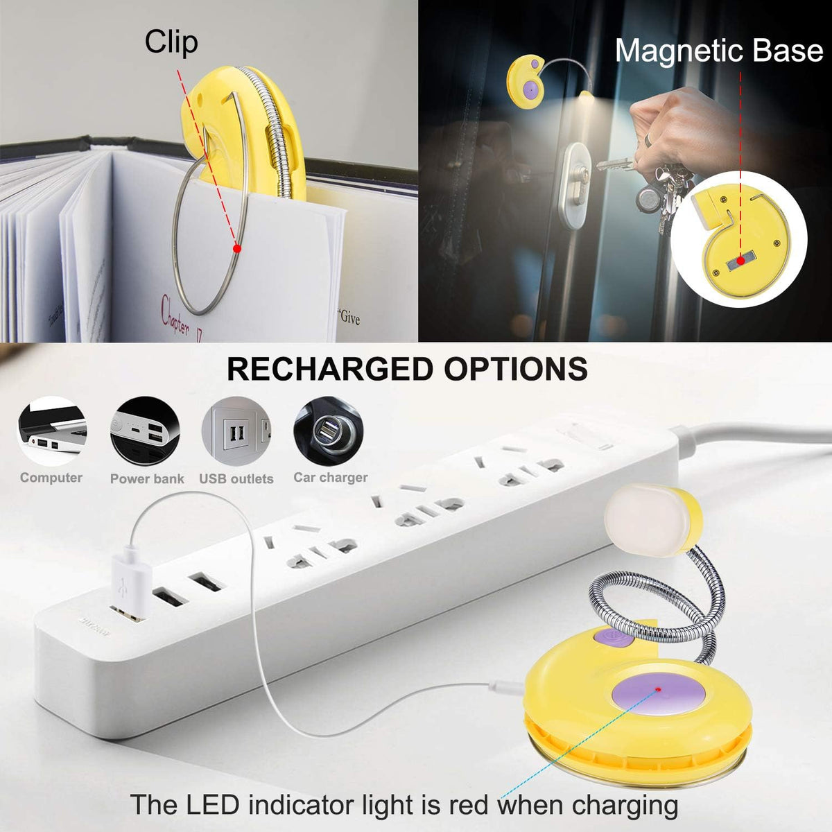 Kids Rechargeable Book Light, Clip on Reading Light for Kid, Kids Reading Lights, Amber Book Light for Reading in Bed, 2 Lighting Modes, Blue Light Blocking, Bookmark Light for Bookworms-Pink