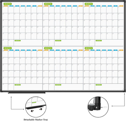 JILoffice Magnetic Dry Erase Calendar Whiteboard, 4 Month White Board Planner 36 X 24 Inch, Black Aluminum Frame Wall Mounted Board for Office Home and School