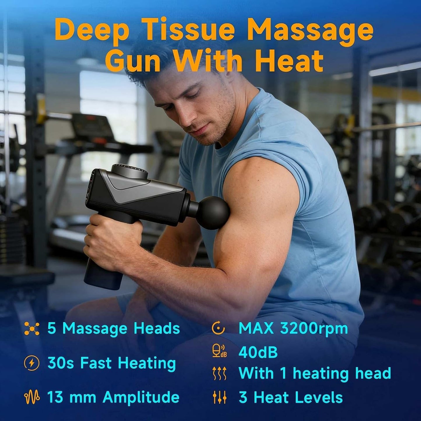 Massage Gun with Heat, Mini Handheld Massager for Home & Travel, Quiet, Lightweight & Portable,Powerful Full Body Electric Massager Tool for Men and Women, (Black)