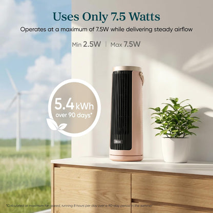 LEVOIT Tower Fan for Bedroom, 20dB Quiet Desk Fan with 23ft/s, Portable & Easy to Carry, 3-Angle & 5-Speed Mini Oscillating Fan, DC Motor, Bladeless, Remoter, 12H Timer, for Home, Room, Office, White