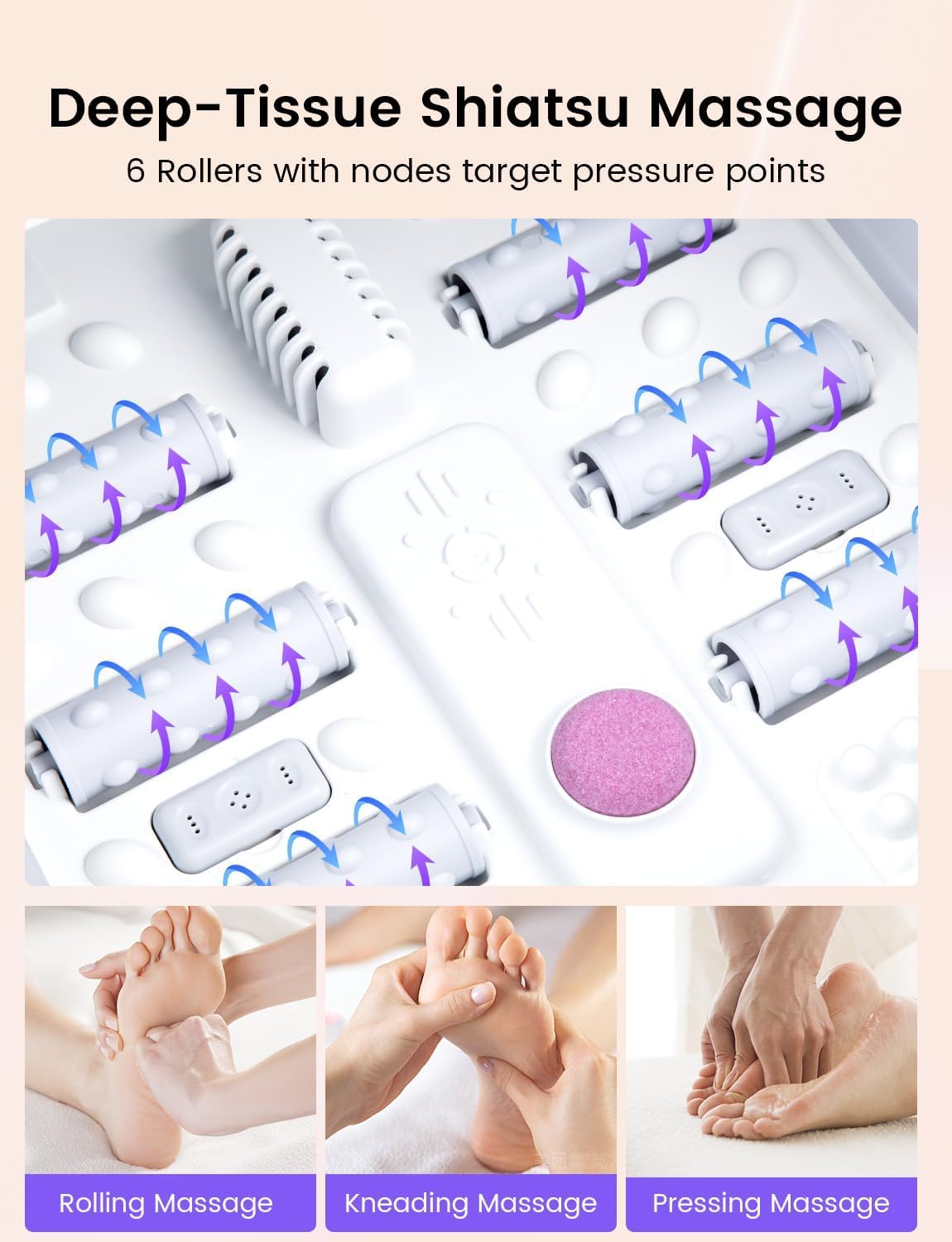 RIKE Collapsible Foot Spa with Fast PTC Heating and Massage, 14 Temp Control Precise Heated Foot Bath, Smart Digital Touch Screen & Ambient Light, Space-Saving Design,Ideal Gift for Parents & Her