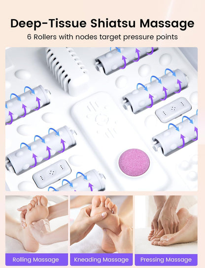 RIKE Collapsible Foot Spa with Fast PTC Heating and Massage, 14 Temp Control Precise Heated Foot Bath, Smart Digital Touch Screen & Ambient Light, Space-Saving Design,Ideal Gift for Parents & Her