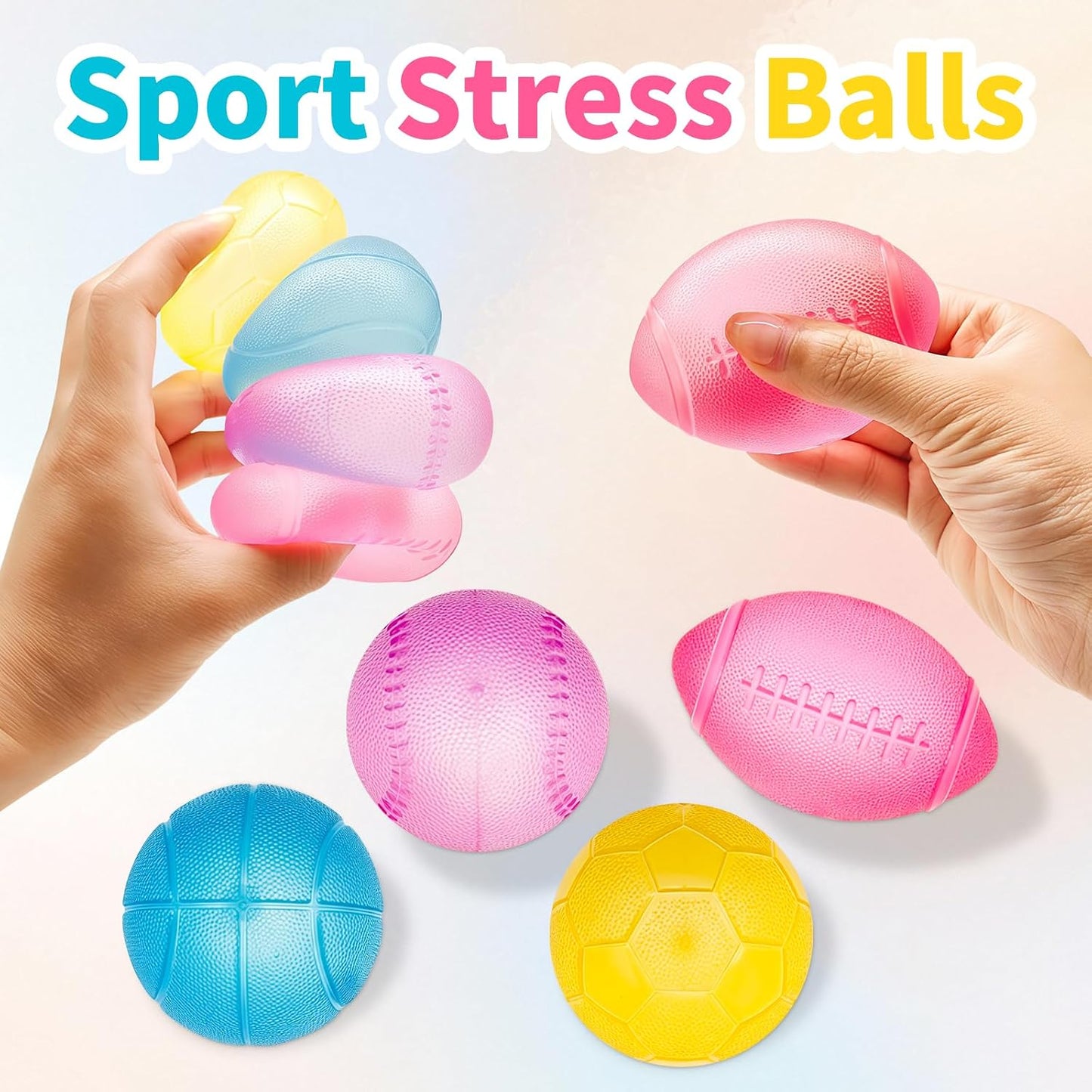 4 Pcs Stress Balls Fidget Toys, Sports Ball Stress Relief Toys