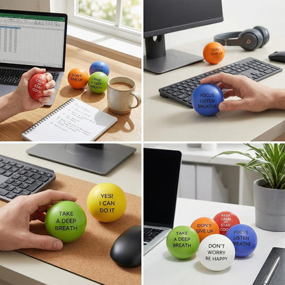 4 Pcs Motivational Stress Balls for Adults, Anxiety Relief Set
