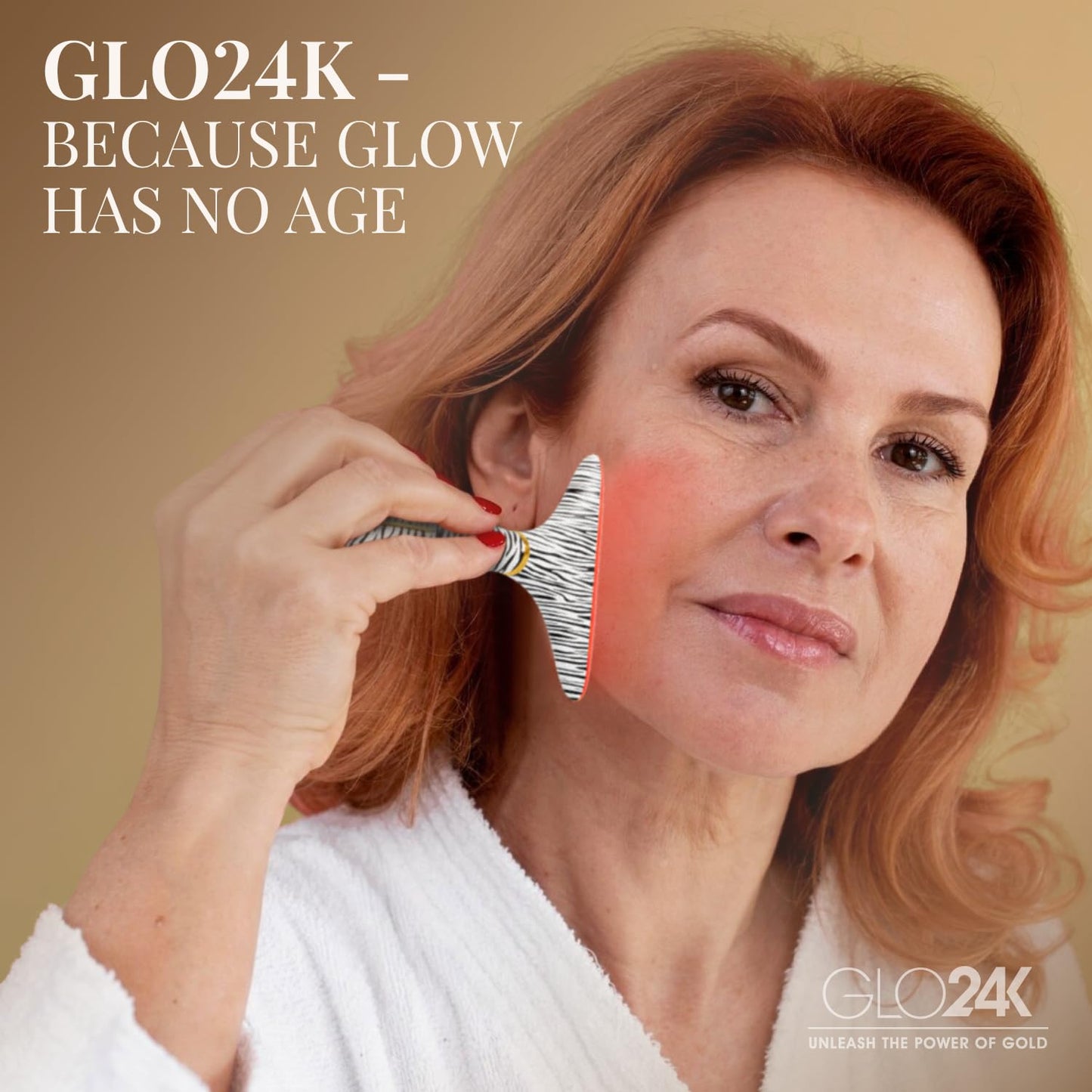 GLO24K LED Facial Massager for Face & Neck – Beauty Wand with LED Light, Vibration & Warm Massage – Cosmetic Skincare Tool