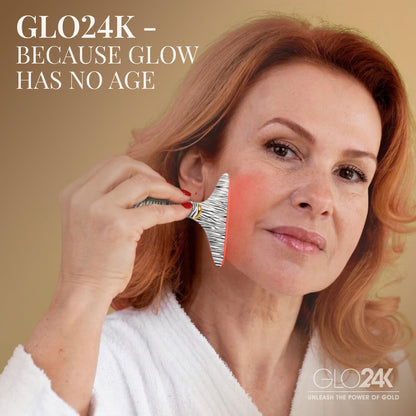 GLO24K LED Facial Massager for Face & Neck – Beauty Wand with LED Light, Vibration & Warm Massage – Cosmetic Skincare Tool