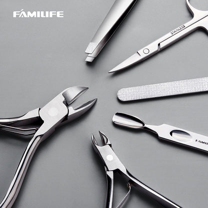 FAMILIFE Stainless Steel Manicure Set 11-in-1 Professional Nail Clipper Kit