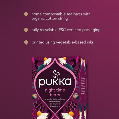 Pukka Night Time Berry Organic Herbal Tea, 80 Bags (20ct - Pack of 4)