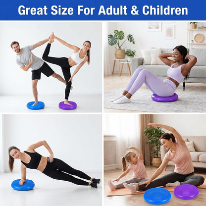 2PCS Balance Disc Inflated Wobble Cushion, 13.8 Inch Wiggle Seat & Balance Pad with Hand Pump for Sensory Exercise, Men Women Exercise Office Home Chair