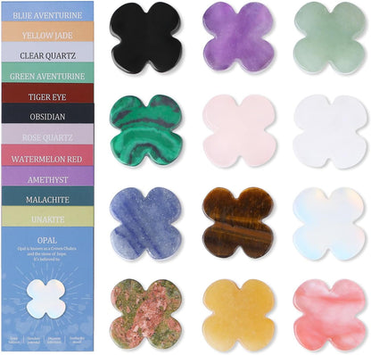 DUQGUHO Worry Stones for Anxiety, Meditation Reiki Relax Thumb Worry Stones, Crystals and Healing Stones Bulk 12PCS, Stress Relief Gifts for Women