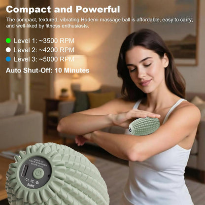 HODEMI Vibrating Massage Ball Roller with Rolling Head, 3 Speeds, Black