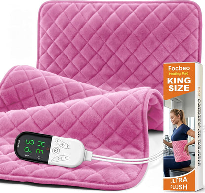 35 x 20 Inch King Size Electric Heating Pad for Back, Neck and Shoulders | FSA Eligible HSA, for Period Cramps, Abdomen and Knee, Dry or Moist Heat Use, 2H Auto Shut Off, 6 Heat Settings, Washable
