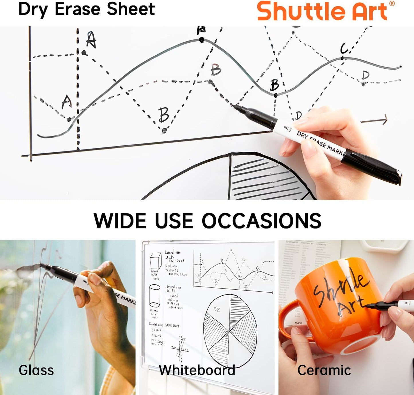 Shuttle Art Magnetic Whiteboard Markers, 20 Pieces Fine Tip and Eraser, Dry Erase Whiteboard Markers, for Writing on Whiteboards, Weekly Planner, Glass for School Office Home