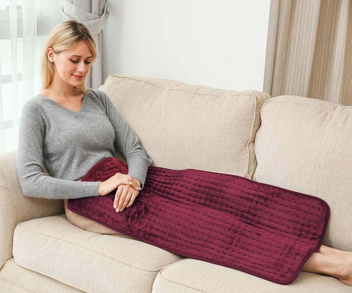 Ambershine 17''x33'' XXXL King Size Heating Pad with 12 Temperature Settings & 4 Auto-Off Countdown Timers, Pain Relief for Back/Neck/Shoulders/Abdomen/Legs(Dark Teal)