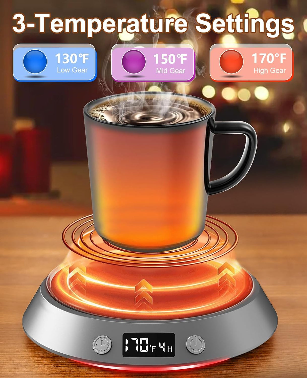 Kepwam Mug Warmer for Desk, Coffee Warmer with 3 Temp Settings & 2-9H Timer