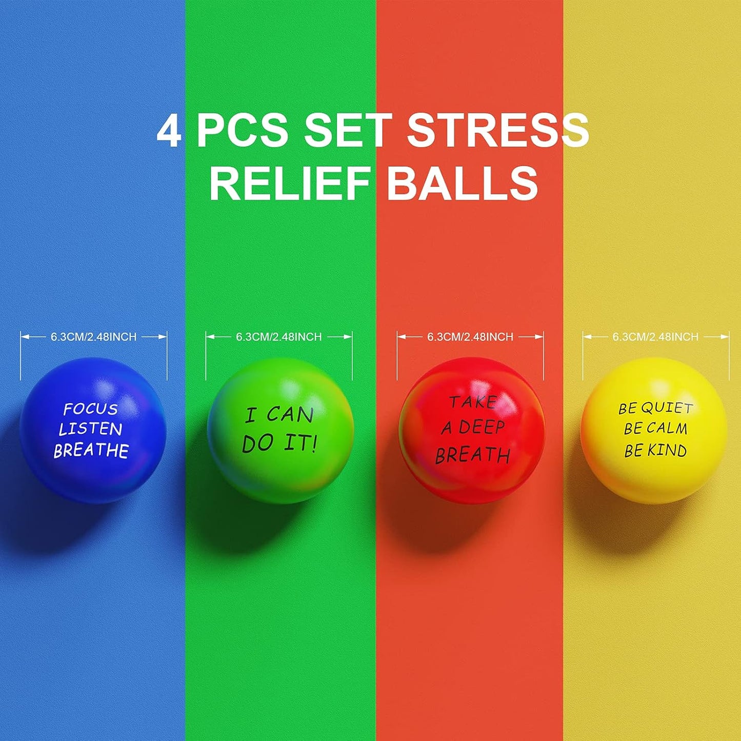 ALMAH Motivational Stress Balls for Kids and Adults (6 Pack), Stress Relief Balls, Hand Exercise Therapy Balls for Anxiety, Fidget, Tension, Manage Anger and Stress