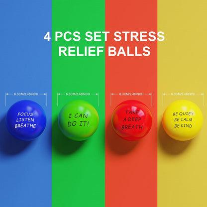 ALMAH Motivational Stress Balls for Kids and Adults (6 Pack), Stress Relief Balls, Hand Exercise Therapy Balls for Anxiety, Fidget, Tension, Manage Anger and Stress