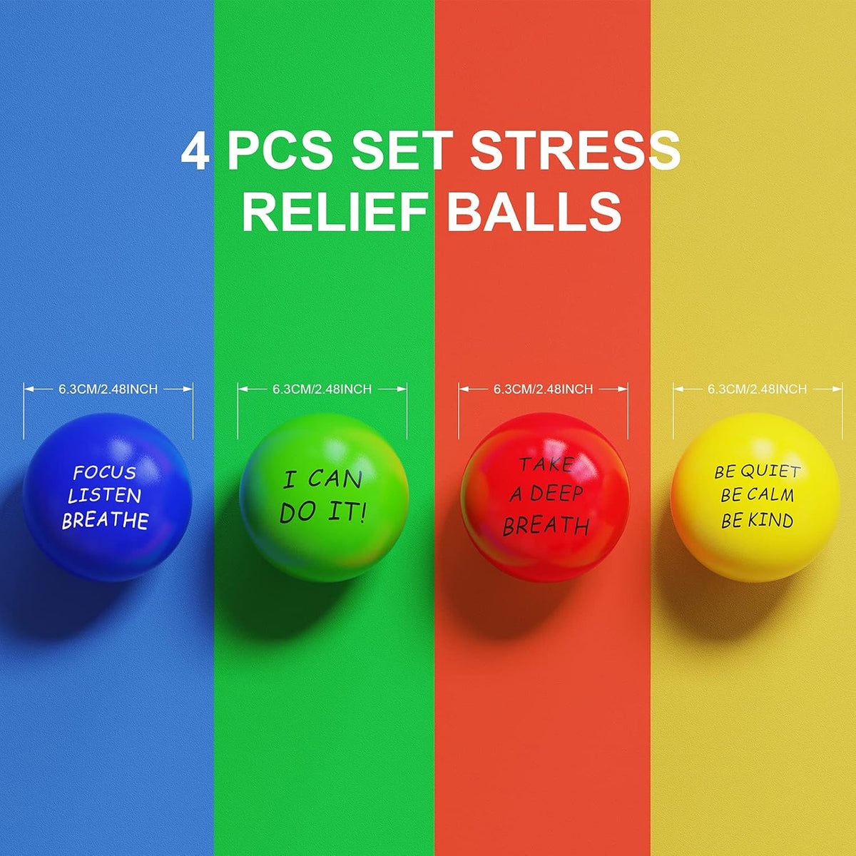ALMAH Motivational Stress Balls for Kids and Adults (6 Pack)