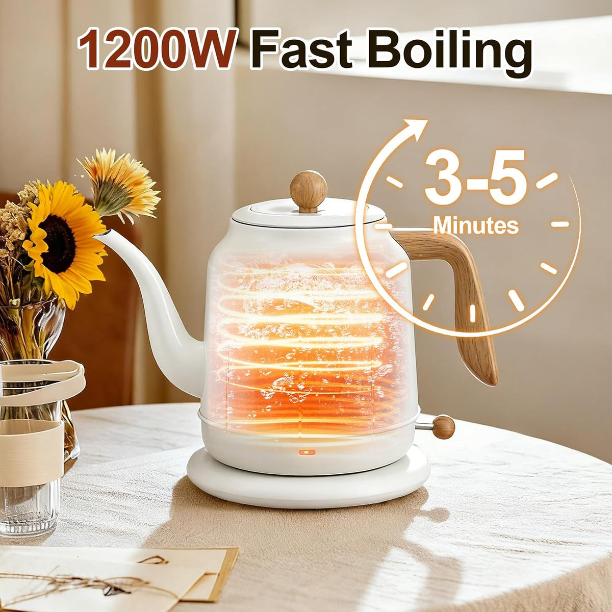 Gooseneck Kettle，0.8L Temperature Control Electric Tea Kettle
