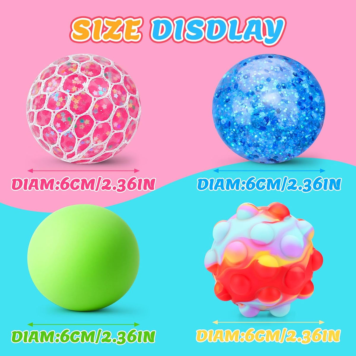 36 Pack Stress Balls, Squishy Balls, Squishy Fidget Stress Relief