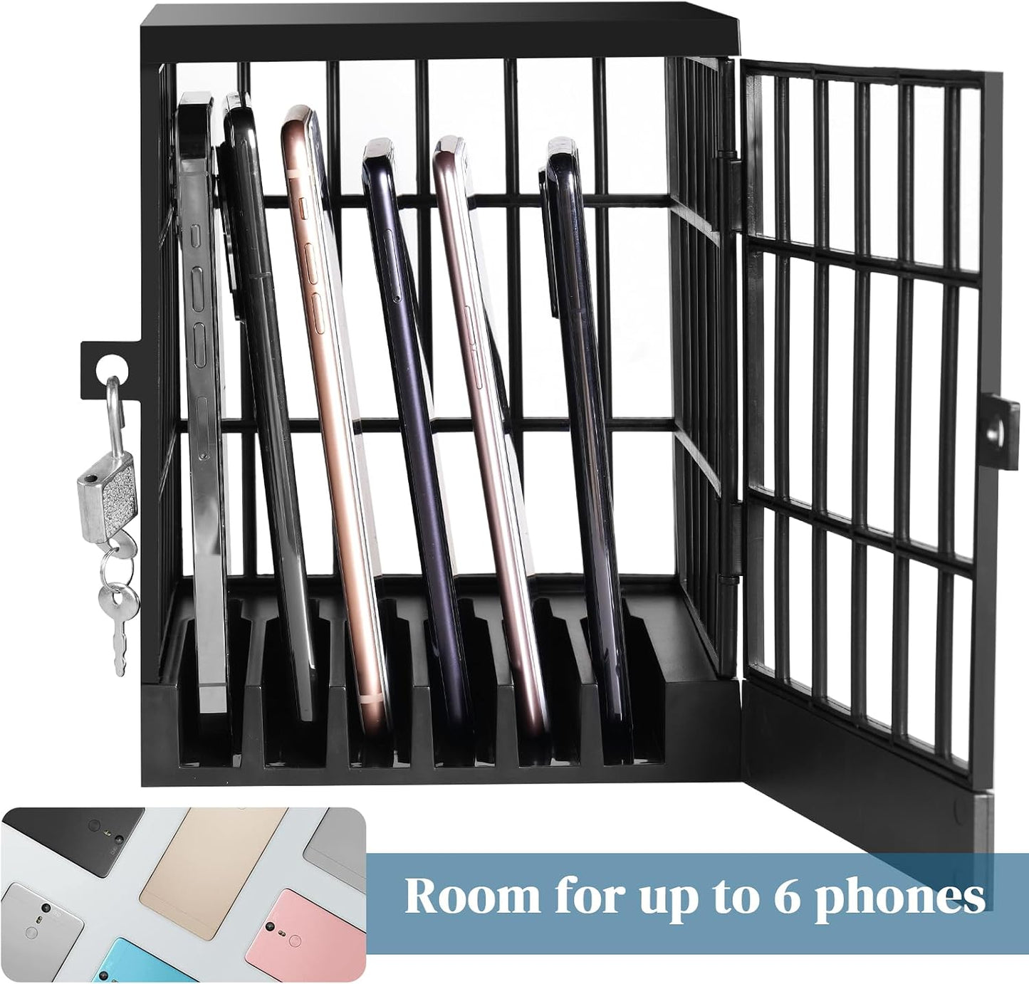 Gemaxvoled Cell Phone Jail-Phone Cage with Lock and Key, Phone Lock Box, Cell Phone Locker for Classroom/Family