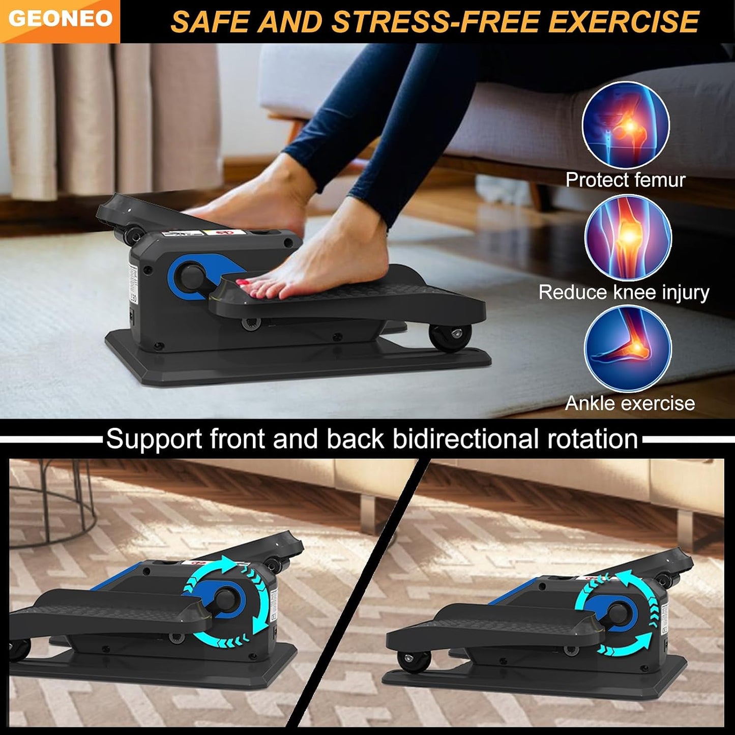 Under Desk Elliptical Machine, Electric Elliptical Exerciser for Senior, Quiet & Small Electric Seated Pedal Exerciser for Home with Monitor, Remote Control & 12 Adjustable Speeds