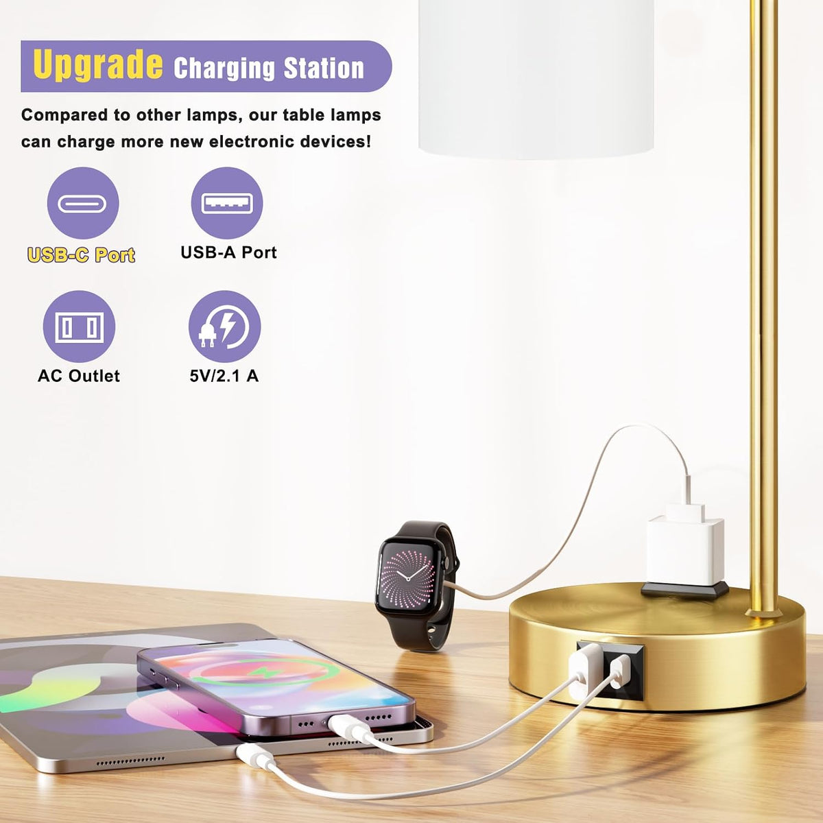 Industrial Touch Lamps for Nightstand Set of 2, 3-Way Dimmable Bedside Lamp