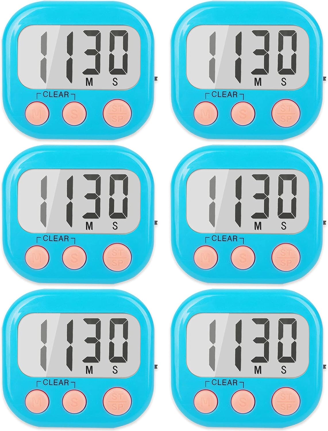 2 Pack Digital Kitchen Timer for Cooking Big Digits Loud Alarm Magnetic Backing Stand Cooking Timers for Baking White