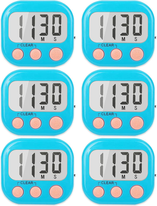 2 Pack Digital Kitchen Timer for Cooking Big Digits Loud Alarm Magnetic Backing Stand Cooking Timers for Baking White