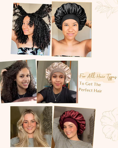 YANIBEST Silk Bonnet for Sleeping Women, Double Layer Hair Satin Bonnets with Elastic Band, Sleep Cap Curly Natural Hair