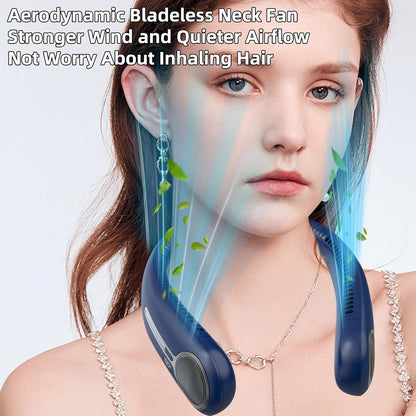 Portable Neck Fan, Personal Wearable Bladeless Fan, 6000mAh USB Rechargeable, 360° Airflow, LED Display, 4-Speeds, Hands Free Fan for Outdoor Indoor, Birthday Gifts for Men Women Dad Mom (Black)