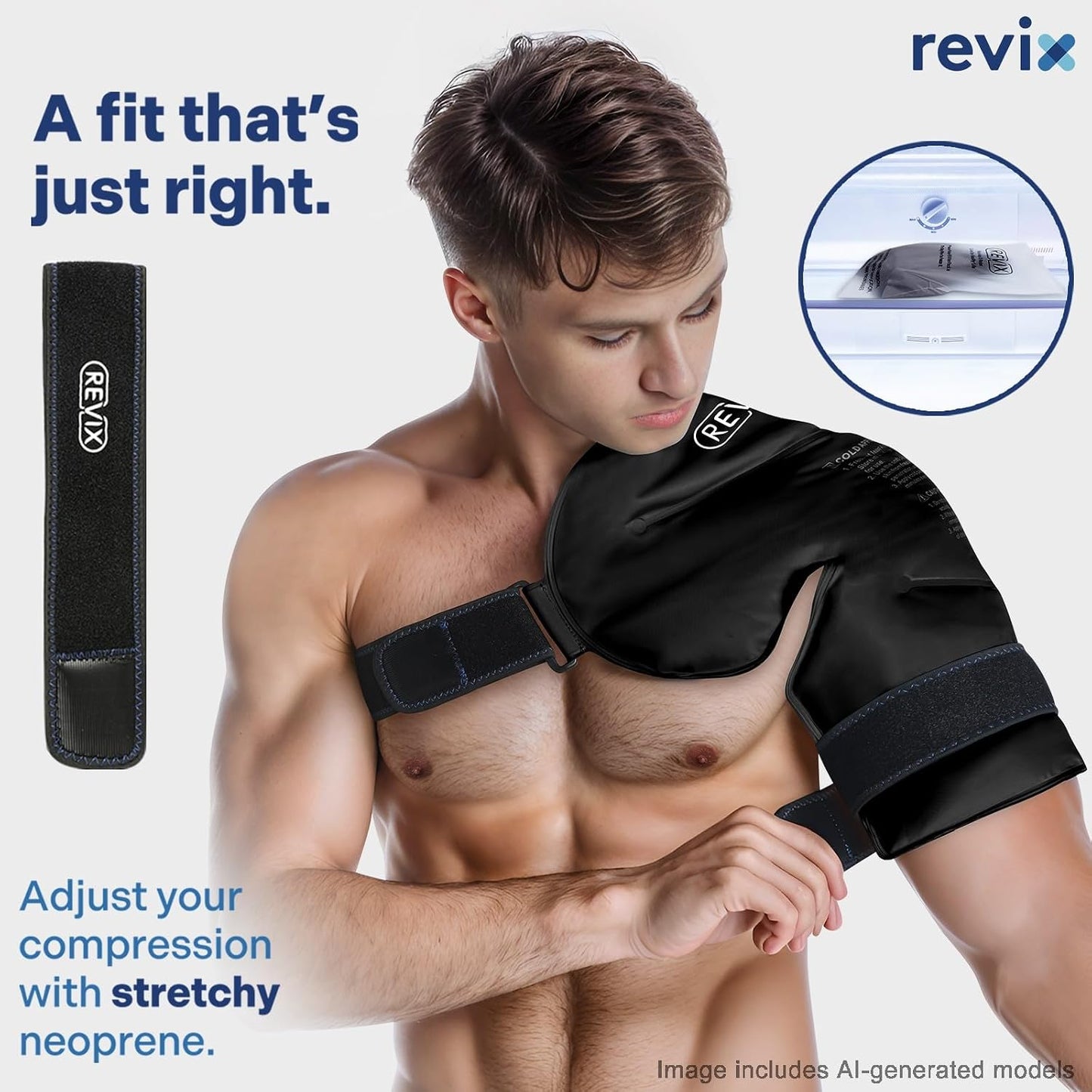 REVIX Shoulder Ice Pack for Rotator Cuff Cold Therapy, Arm Gel Ice Pack for Injuries Reusable, Flexible Cold Compression Wrap for Post-Workout Recovery, Fatigue and Shoulder Discomfort, Blue