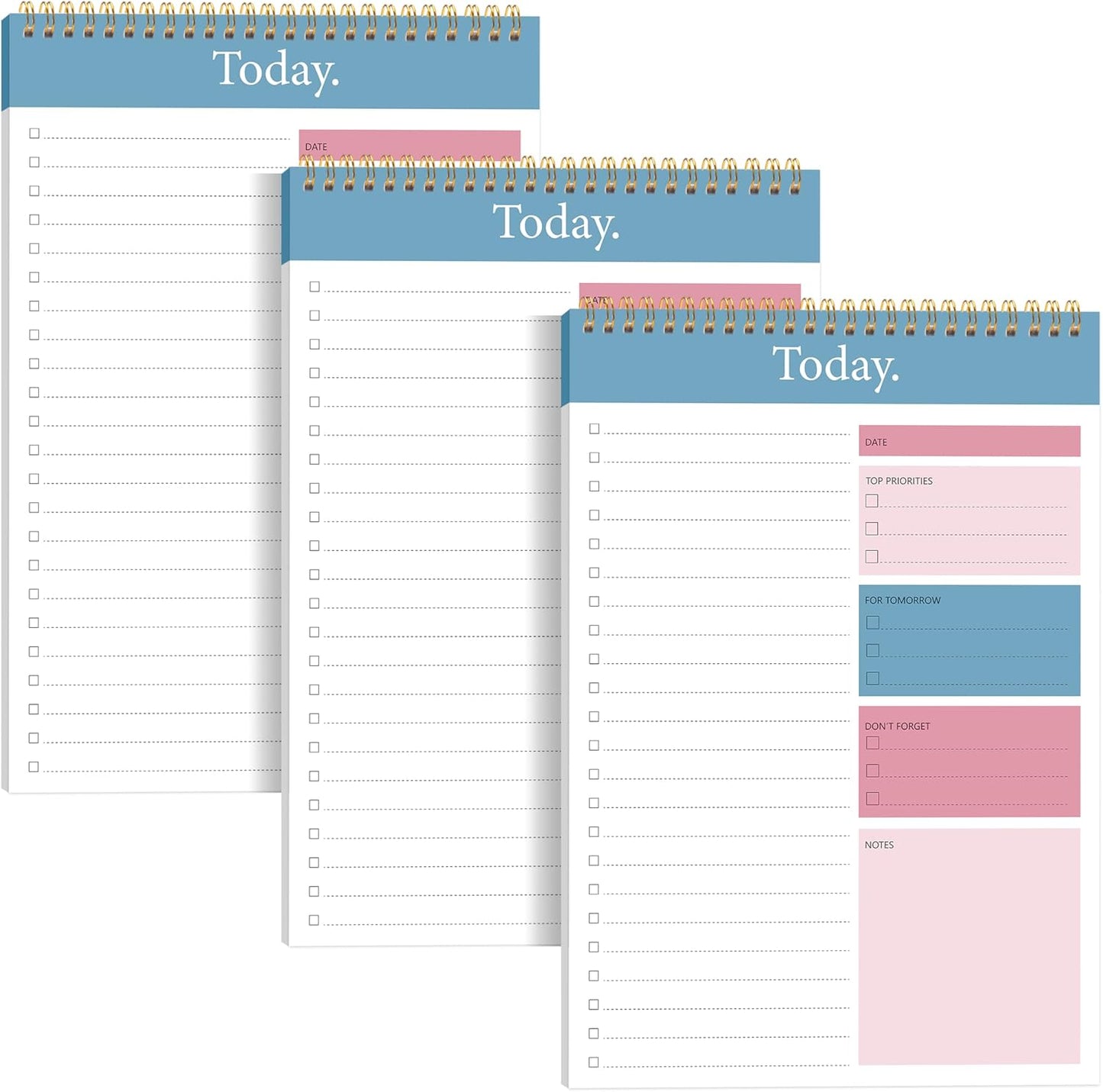 To Do List Notepad - Daily Planner Notepad 104 Pages Task Planner, 6.7" x 9.8" Double Sided Spiral Notebook with Checklist Productivity Planning Pad for Work Office Home-Pink