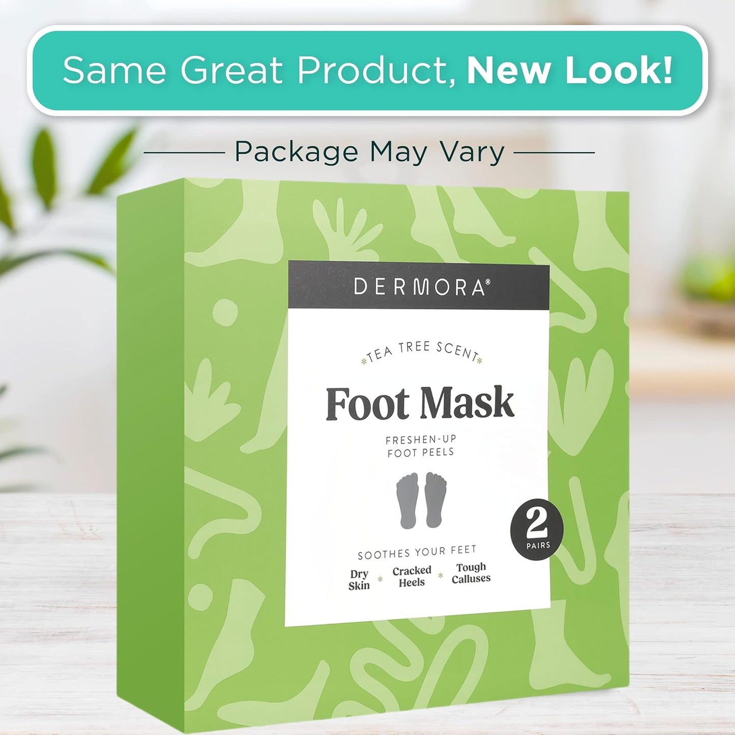 DERMORA Foot Peel Mask - Exfoliating Foot Peeling Mask for Dry, Cracked Feet, At-Home Spa Care, Callus Removal & Smoother Skin Result, 2 Pairs Regular Size (Fits up to Woman 11, Men 10) Original Scent