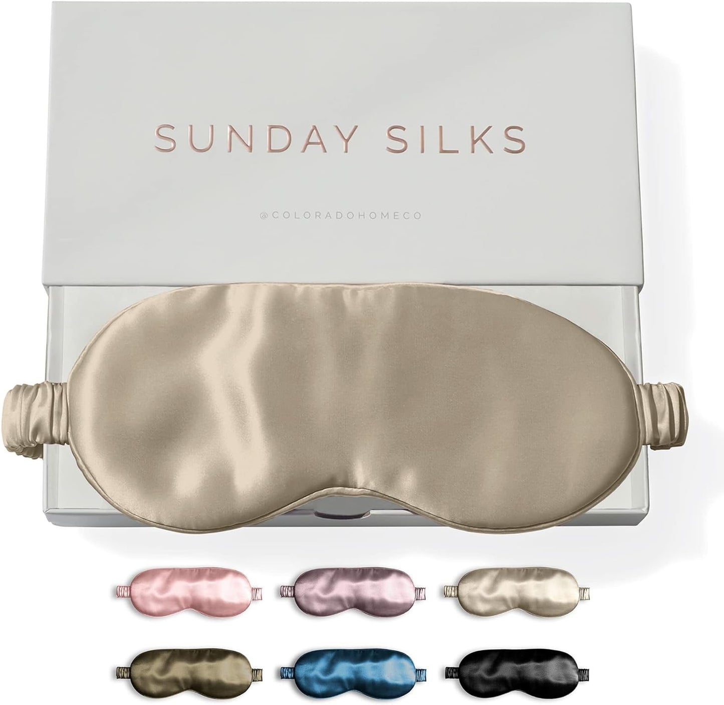 SUNDAYSILKS™ | Adjustable Silk Sleep Mask for Side Sleeper | Cloud-Like Comfort, Weighted for Deep Sleep | Soft Sleep Face Mask for Women & Men, Full Blackout, Cooling Silk Eye Mask for Sleeping