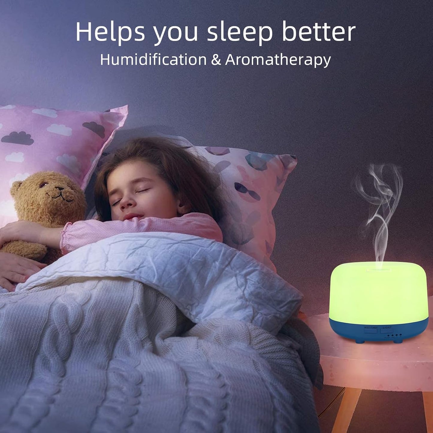 300ML Essential Oil Diffuser, Remote Control Ultrasonic Aromatherapy Oil Diffusers Cool Mist Humidifier, Waterless Auto-Off and 7 LED Light Colors for Bedroom, Yoga, SPA, Baby